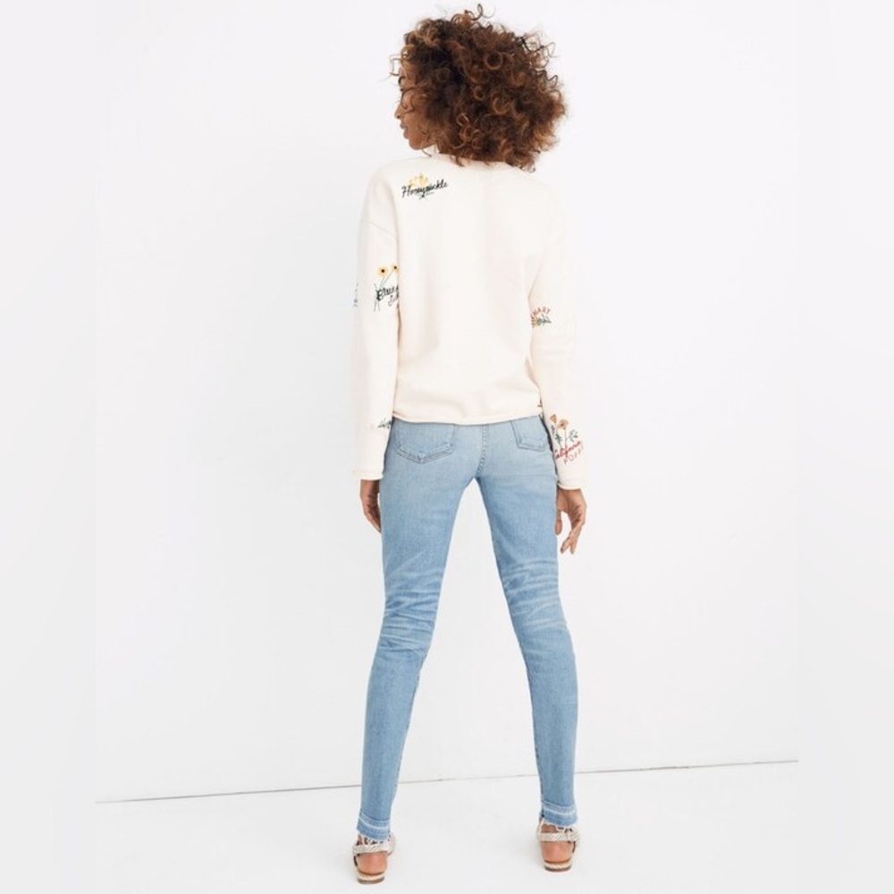 Madewell Botanical Embroidered Bell-Sleeve Sweatshirt Women's Size Small - Picture 2 of 6